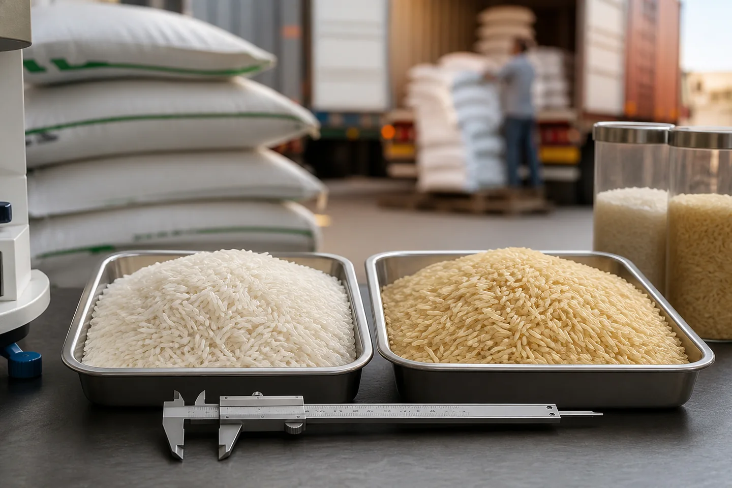 JFT Agro editorial image showing Basmati rice grade comparison