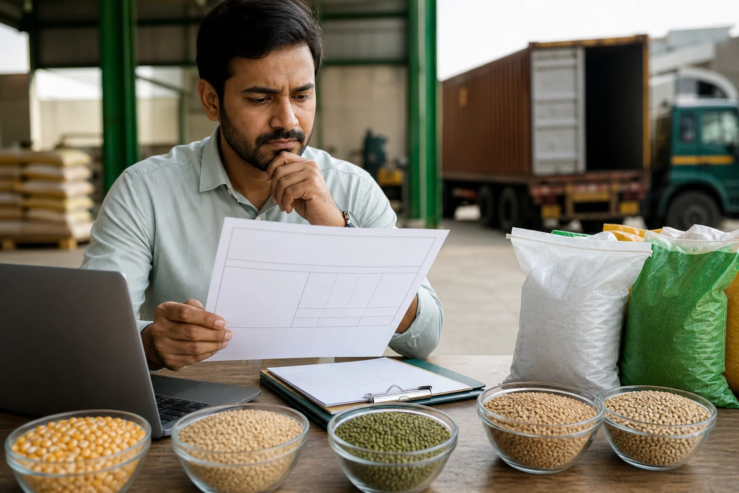 JFT Agro editorial image showing export proforma invoice review