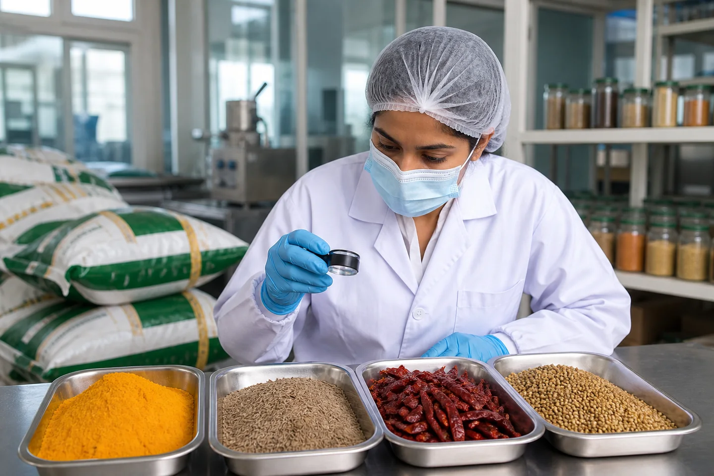 JFT Agro editorial image showing Indian spice compliance inspection