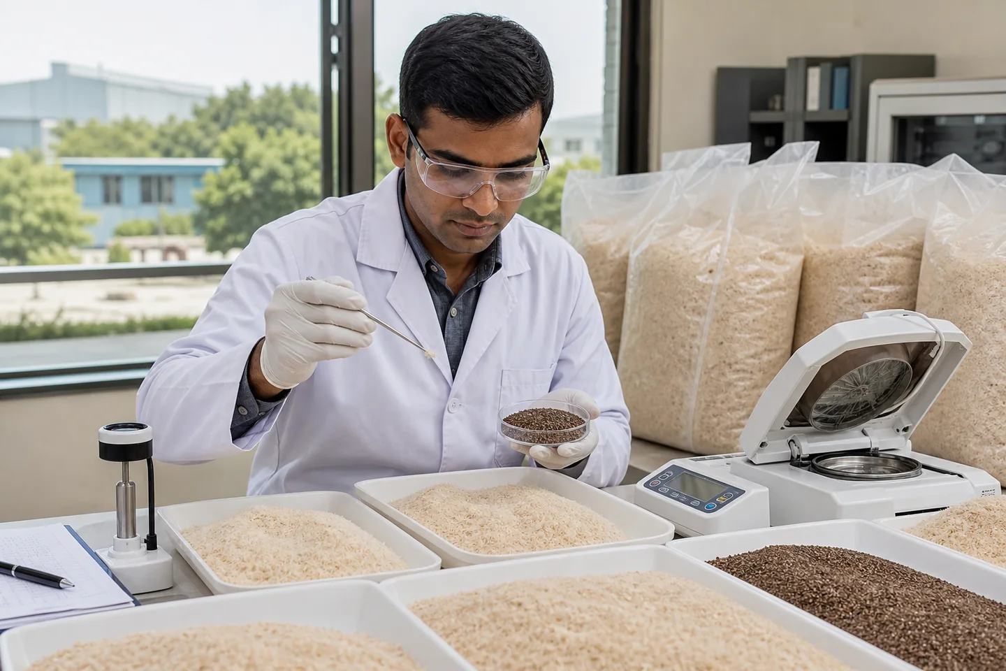JFT Agro editorial image showing psyllium husk laboratory testing
