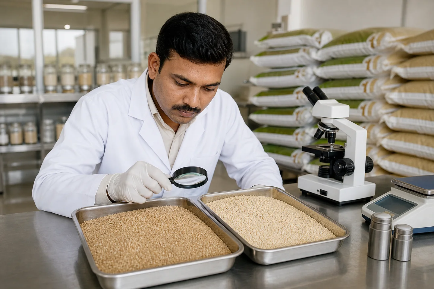 JFT Agro editorial image showing natural and hulled sesame comparison