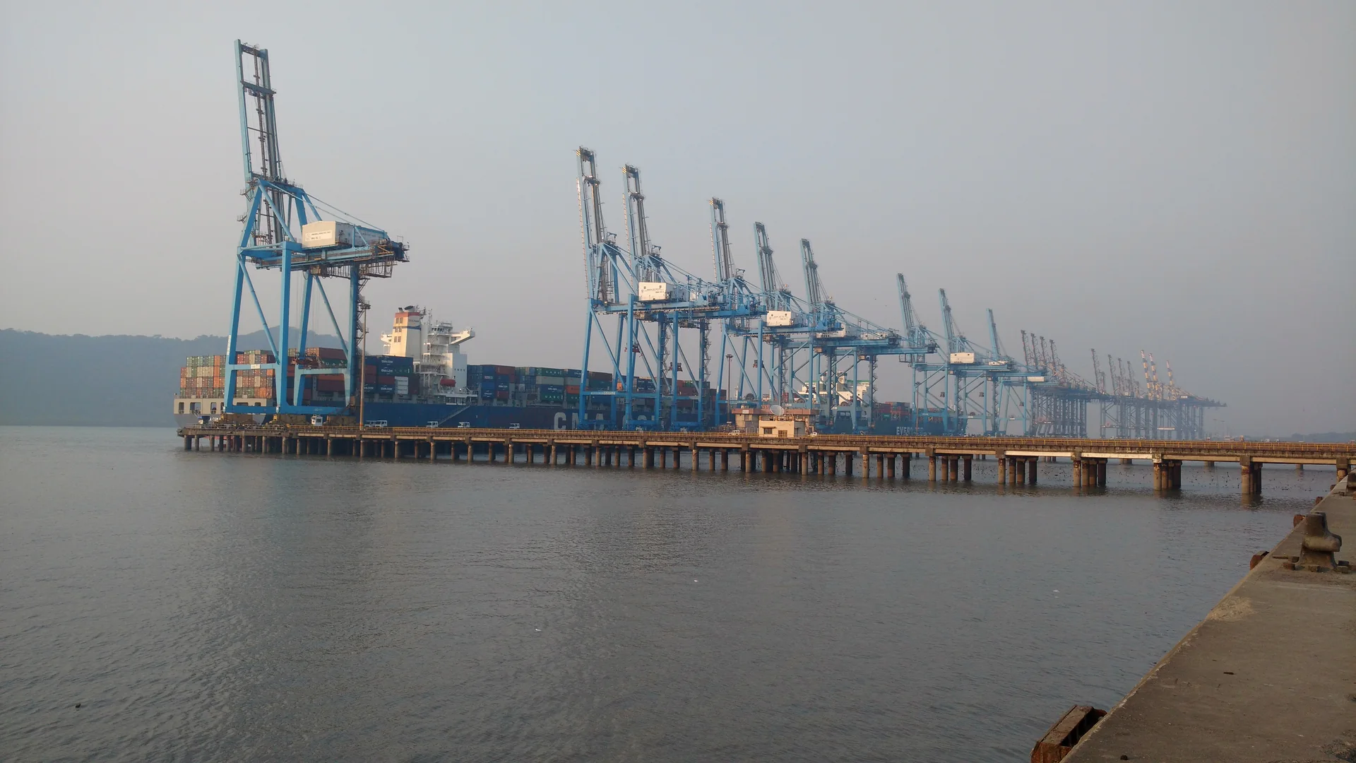 Container handling at Jawaharlal Nehru Port in Navi Mumbai, India